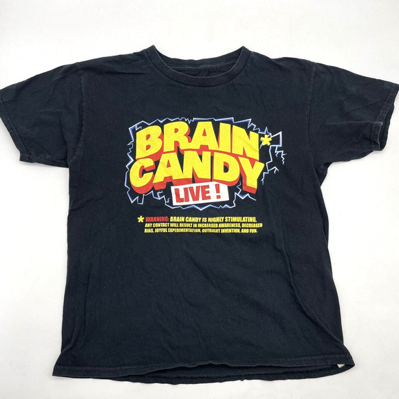 Brain Candy Live! Adam Savage x Vsauce 2017 Tour Black T-Shirt Unisex Size S - Picture 1 of 6